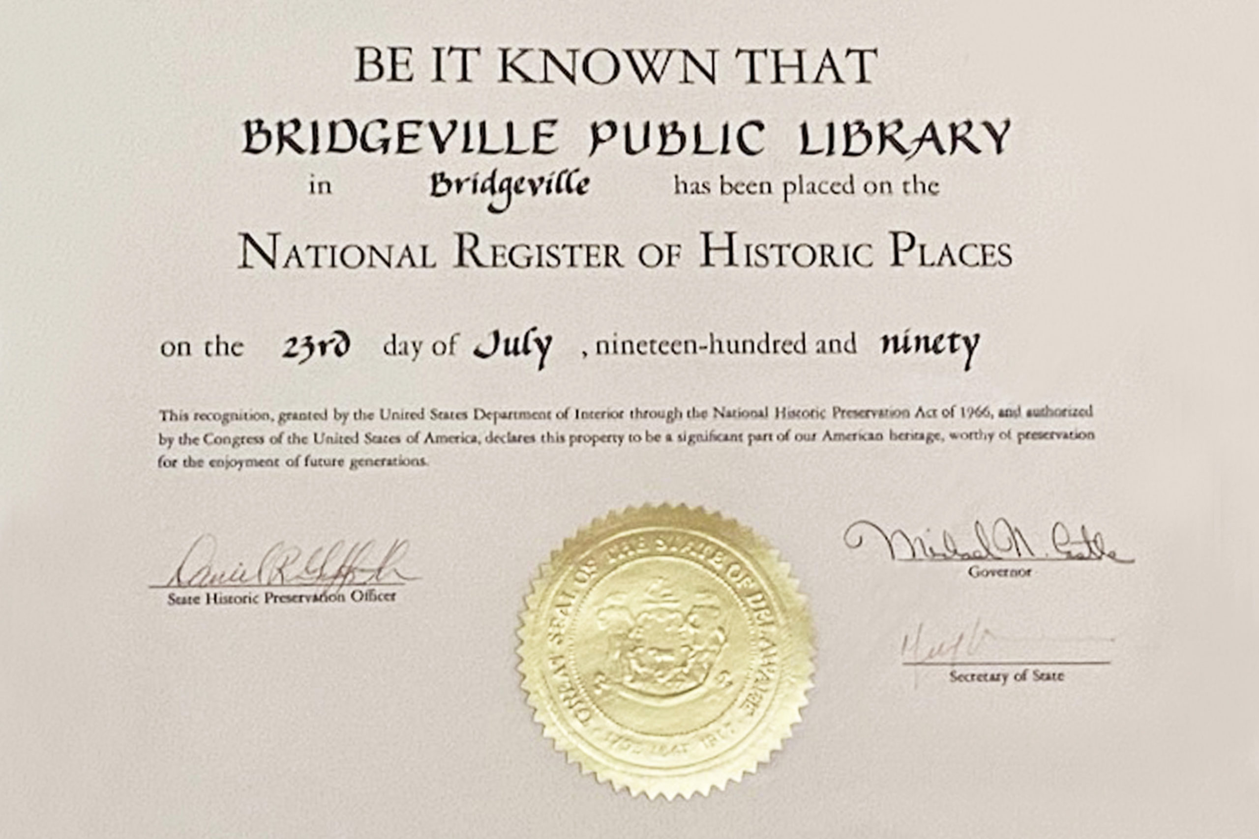 Bridgeville Pub library - Register of Historic Places IMG_0931 (1)